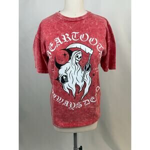 Beartooth Band Tee Size Medium Red Acid Wash Grim Reaper Always Dead Tour Shirt